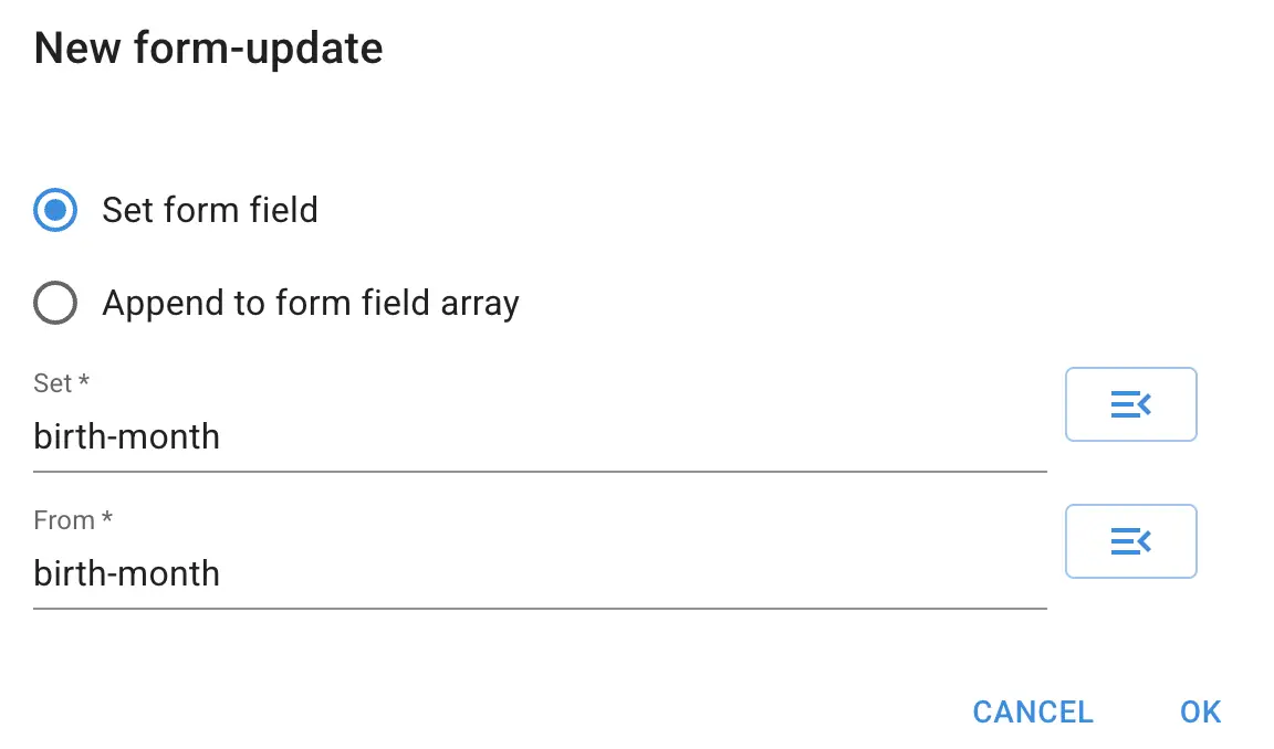 Mirata New form-update screen for workflows
