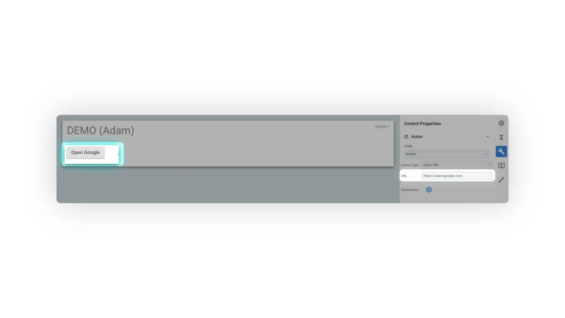 Mirata Forms Action Button Configuration Screen