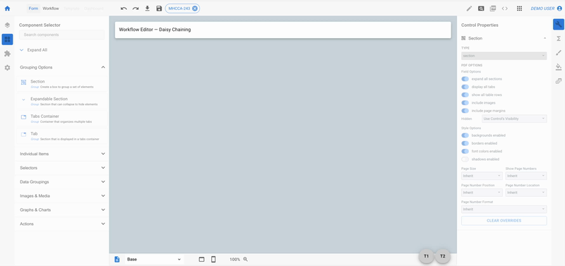 Mirata Workflow Editor interface for Daisy Chaining feature