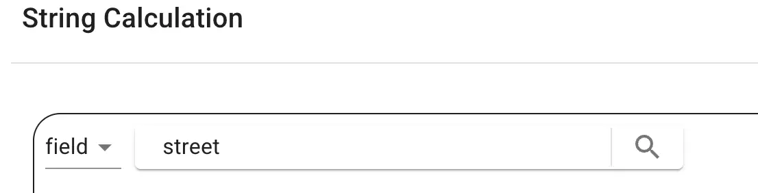 Mirata platform workflow feature showing string calculation with field selection.