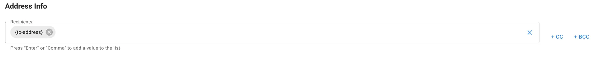 Mirata Email Automation Workflow Address Info section