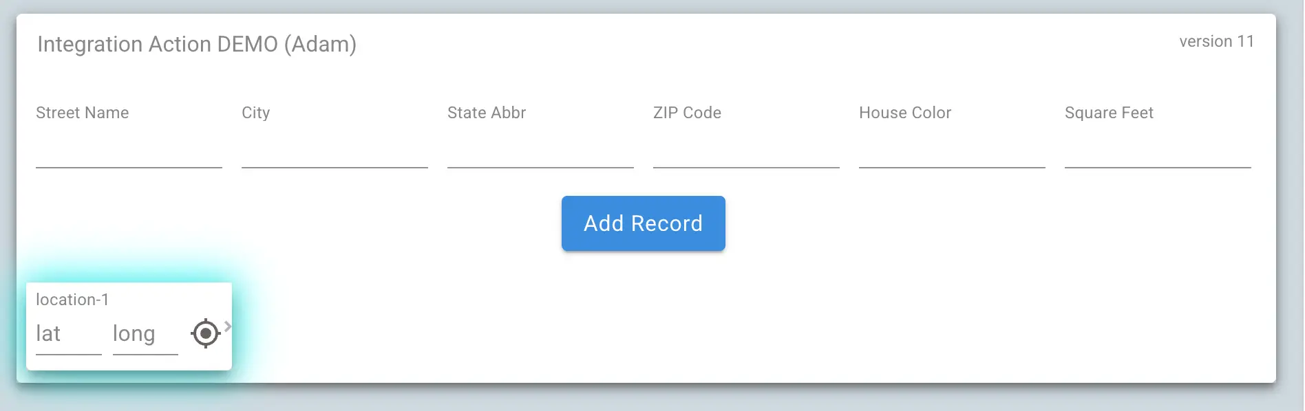 Mirata Forms interface with location detection feature