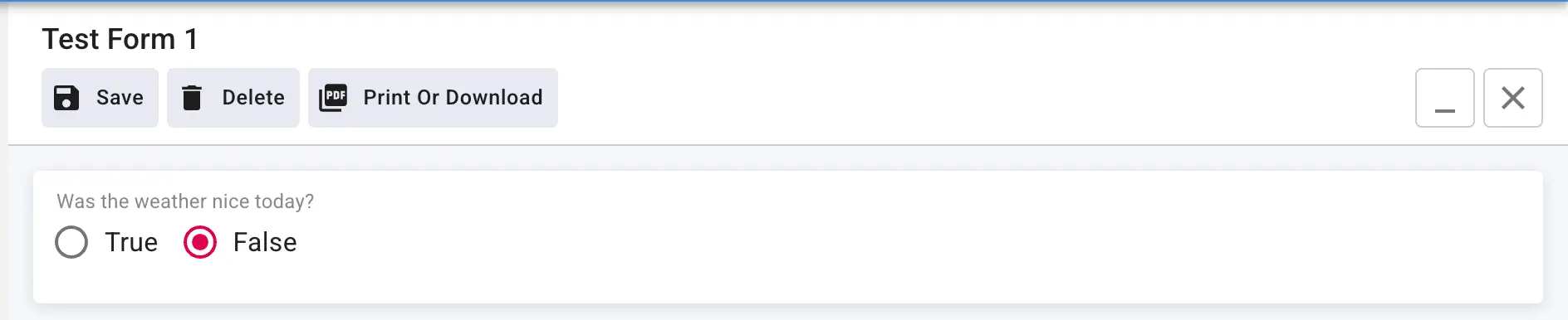 Mirata Forms - Test Form 1 with visibility properties