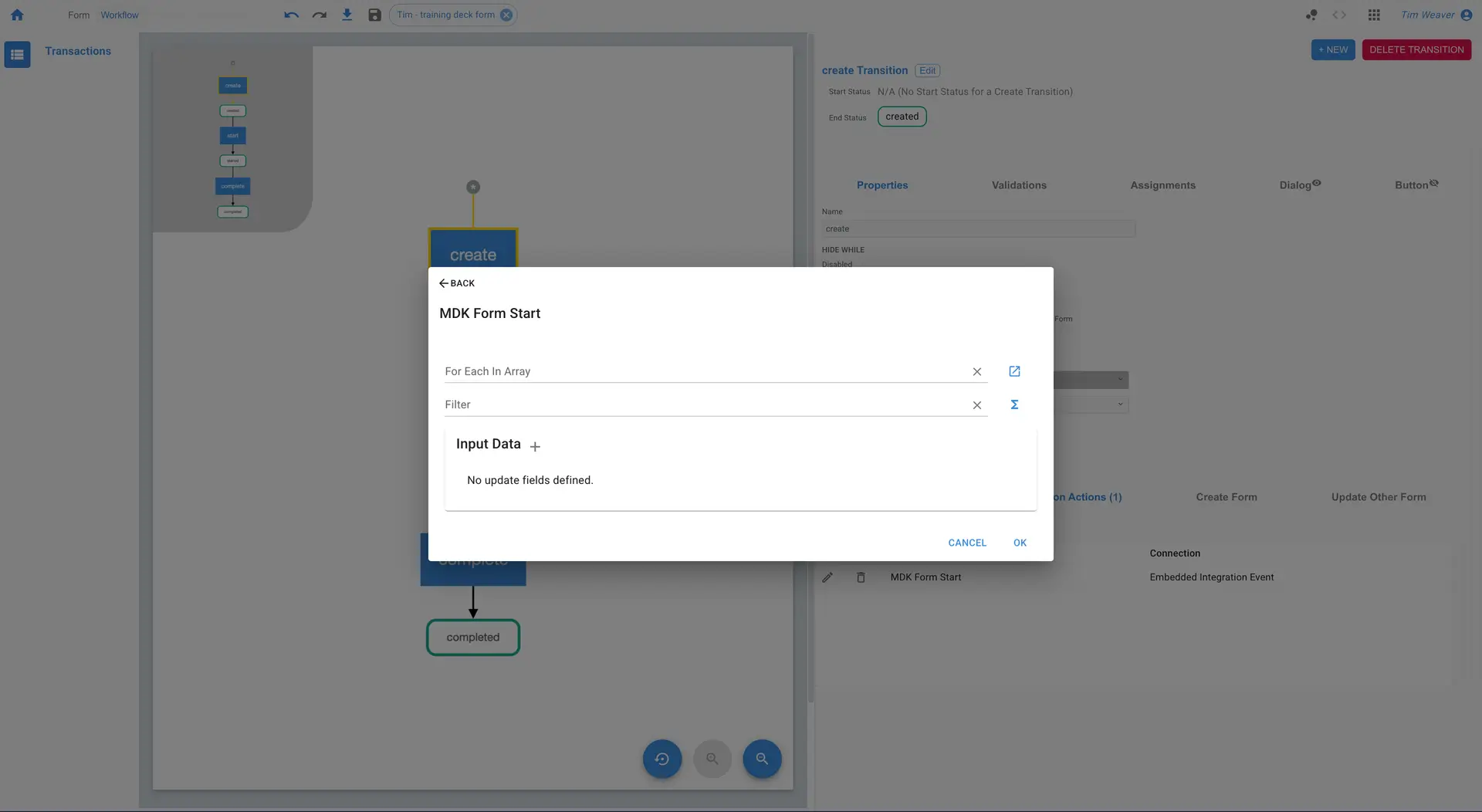 Mirata Workflow Editor - MDK Form Start dialog for SSAM+Forms compatibility