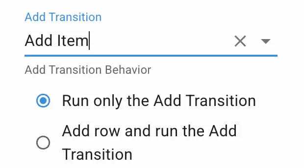 Mirata Forms Add Transition interface for customizing list transitions