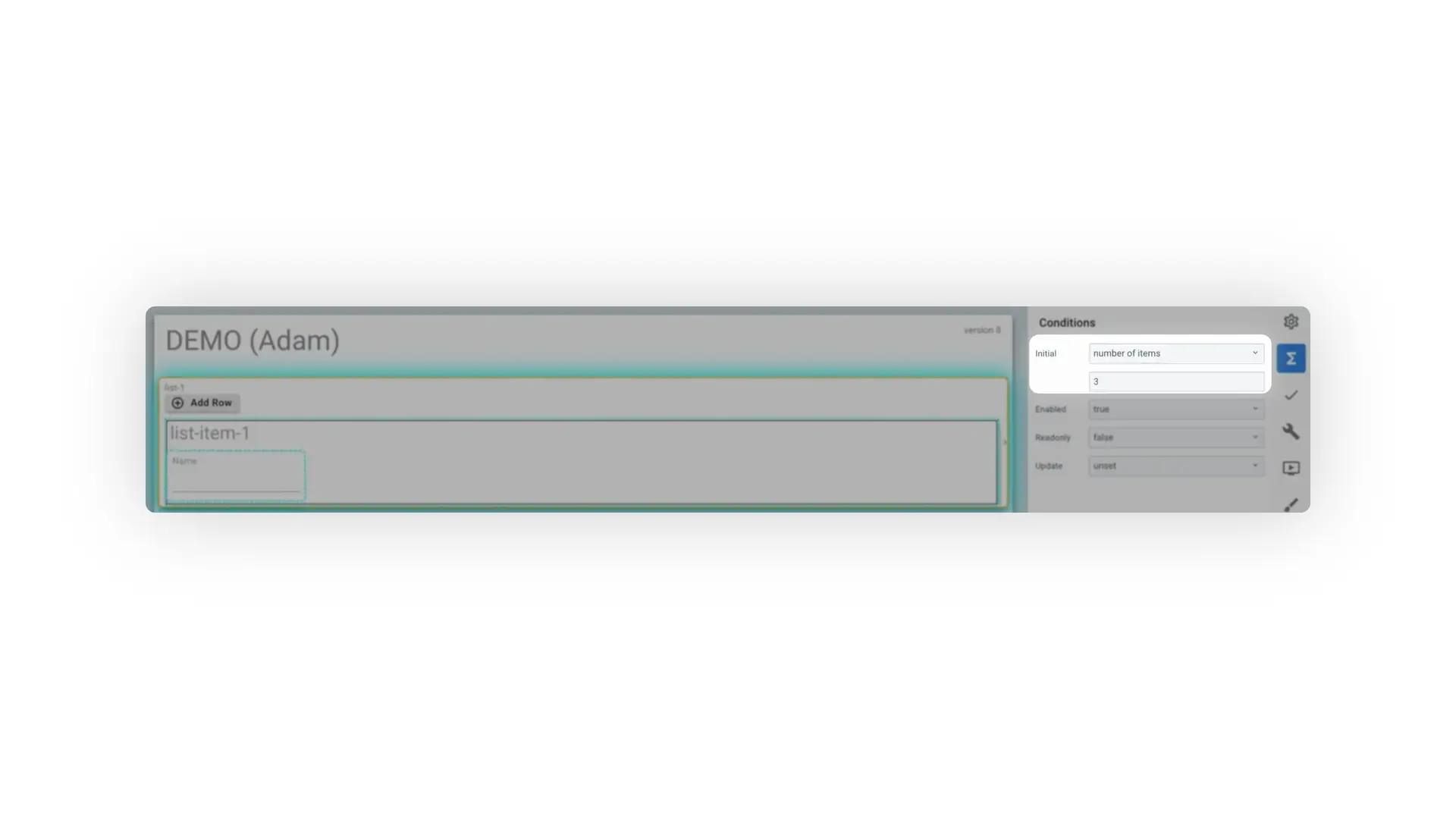Mirata Forms interface showing position-based calculations setup with conditions panel.