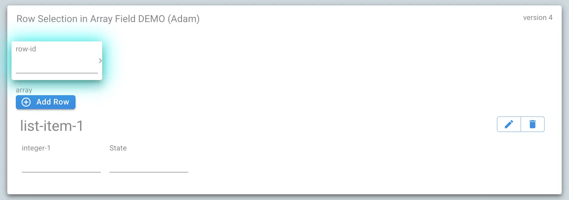 Mirata Forms - Row Selection in Array Field DEMO
