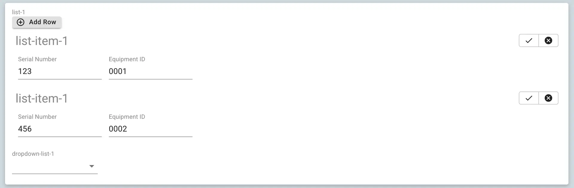 Mirata Forms feature showing dropdown lists referencing form lists