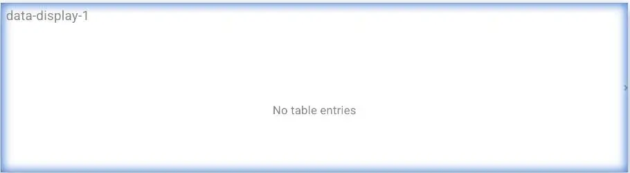 Mirata read-only grid labeled data-display-1 with no table entries.