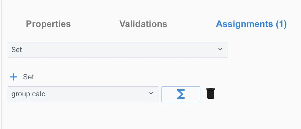 Mirata platform form feature showing Assignments tab with options to set and manage assignments.