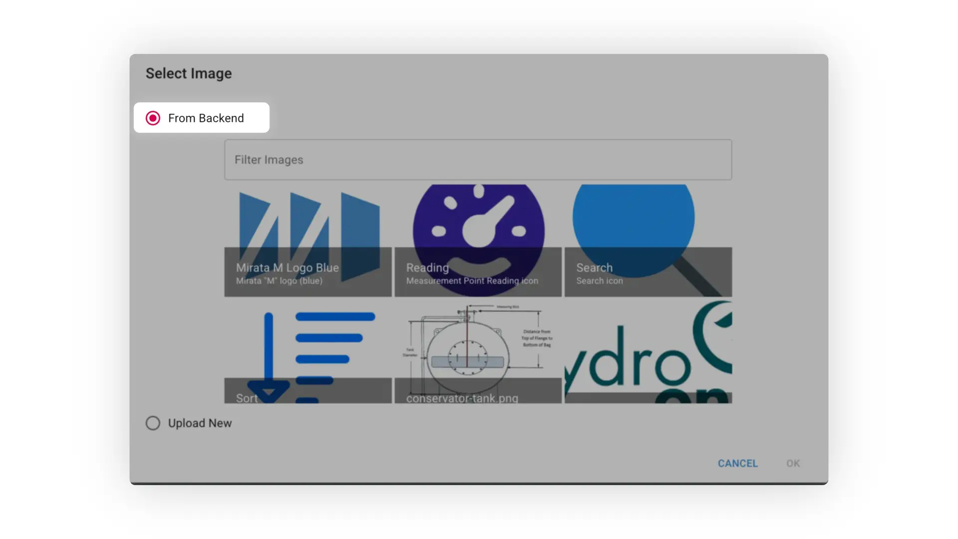 Mirata Forms feature - Select Image interface