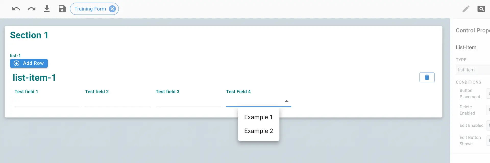 Mirata Forms - Changing a Text Field to a Dropdown in Training-Form