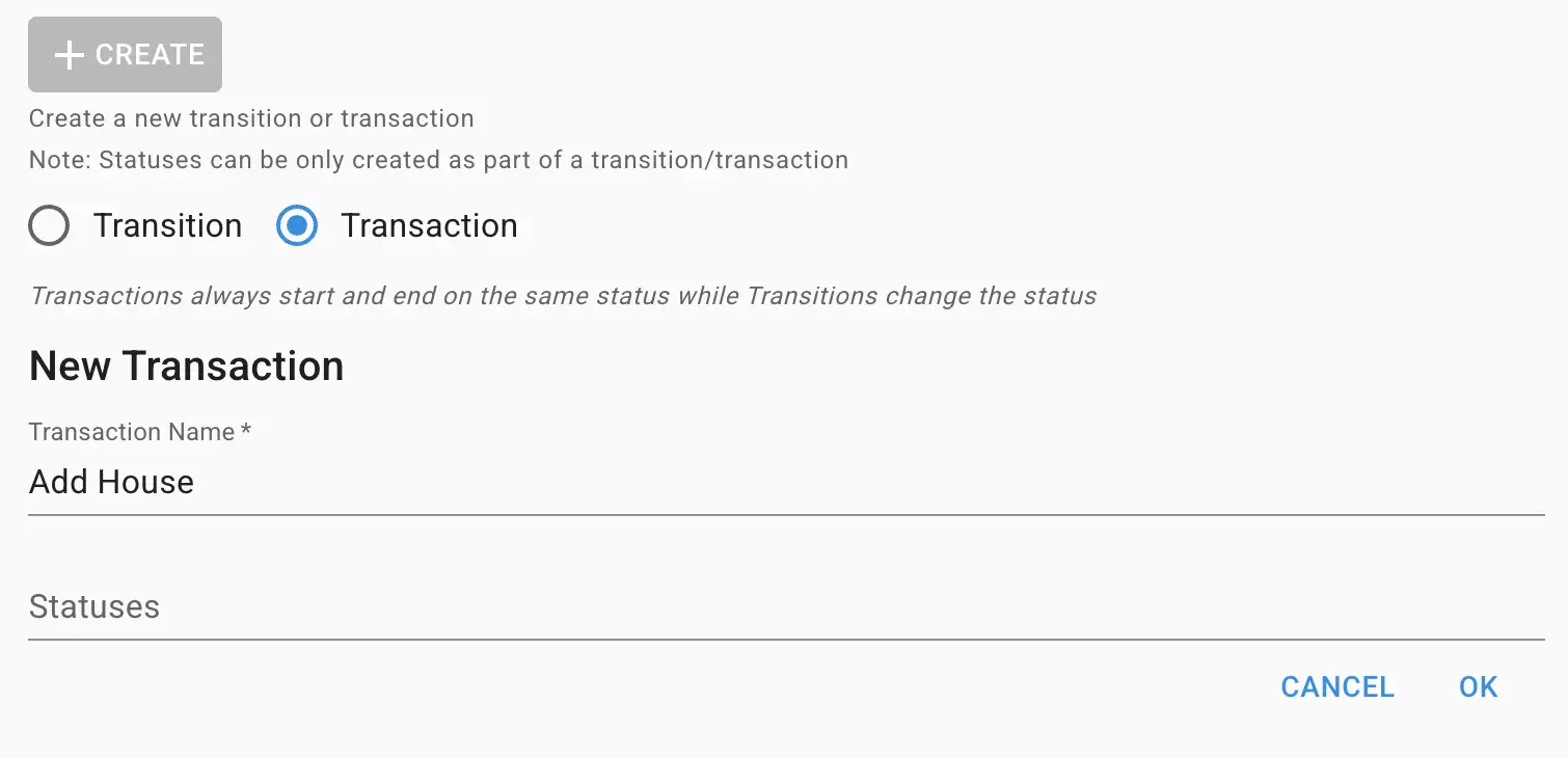 Mirata platform workflow creation screen for new transaction