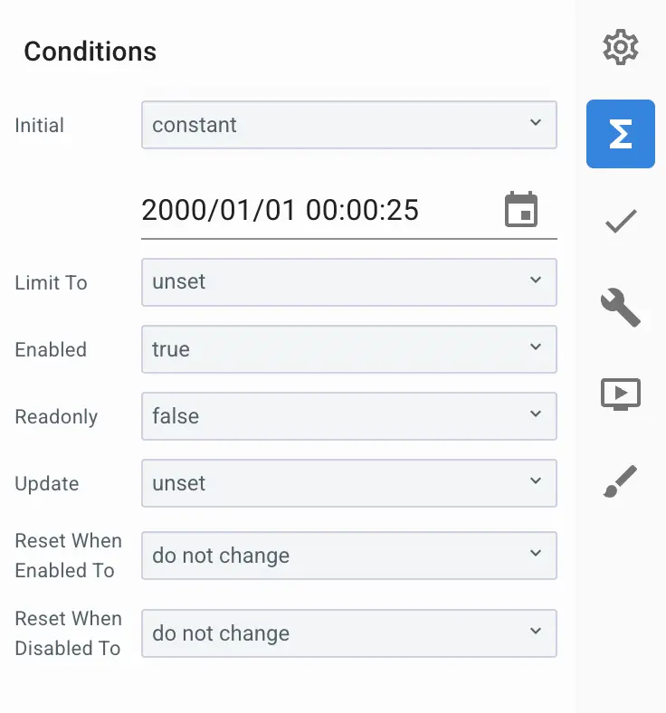 Mirata Conditions configuration panel for date and time settings