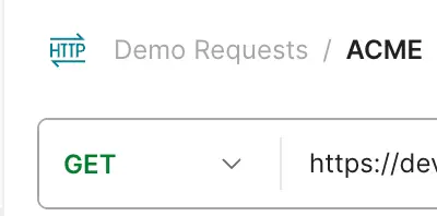 Mirata DeepLink Configuration screen showing HTTP GET request setup under Demo Requests for ACME.