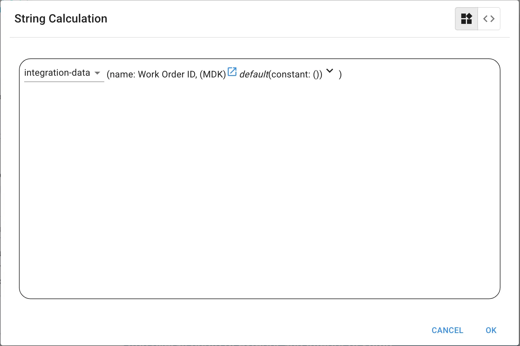 Mirata Forms String Calculation interface for configuring string calculations in forms