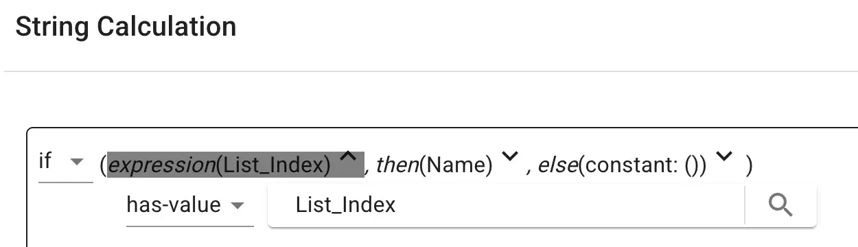 Mirata platform string calculation expression editor for forms