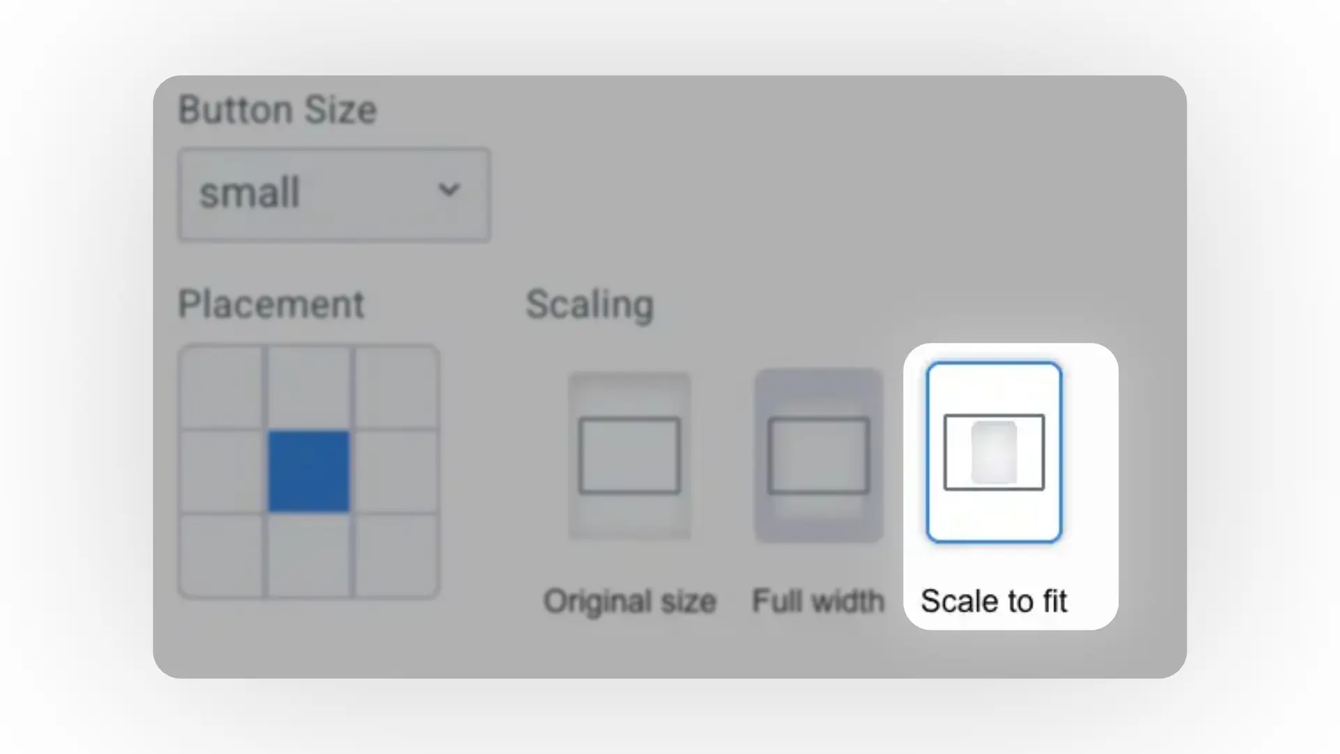 Mirata platform form design settings for image button size, placement, and scaling options.
