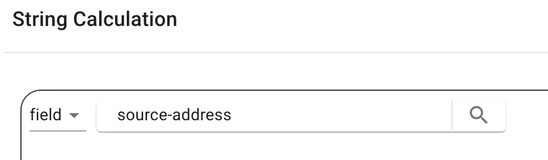 Mirata Email Automation Workflows String Calculation screen showing field selection with source-address.