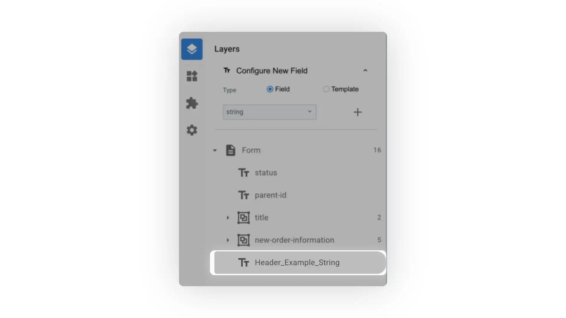 Mirata Forms - Configure New Field in Layers Panel