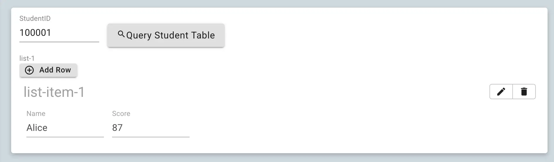 Mirata Forms feature showing student data entry with action buttons.