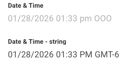 Mirata Format Date/Time with Timezone example showing different formatting styles.