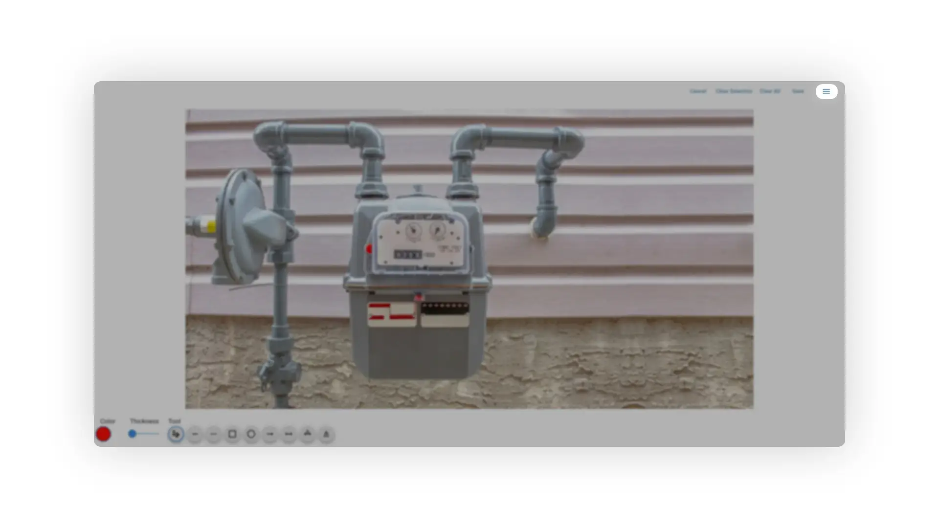Mirata Forms Add Image Grid feature with gas meter image and editing tools.