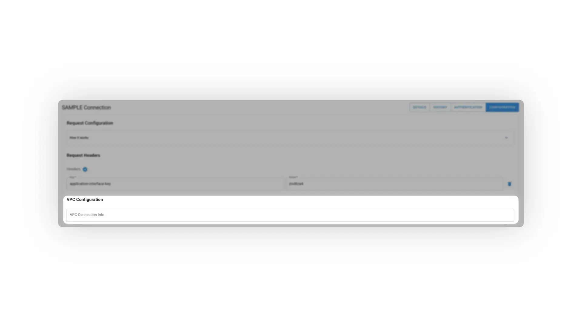Mirata Integrations SAMPLE Connection Configuration tab