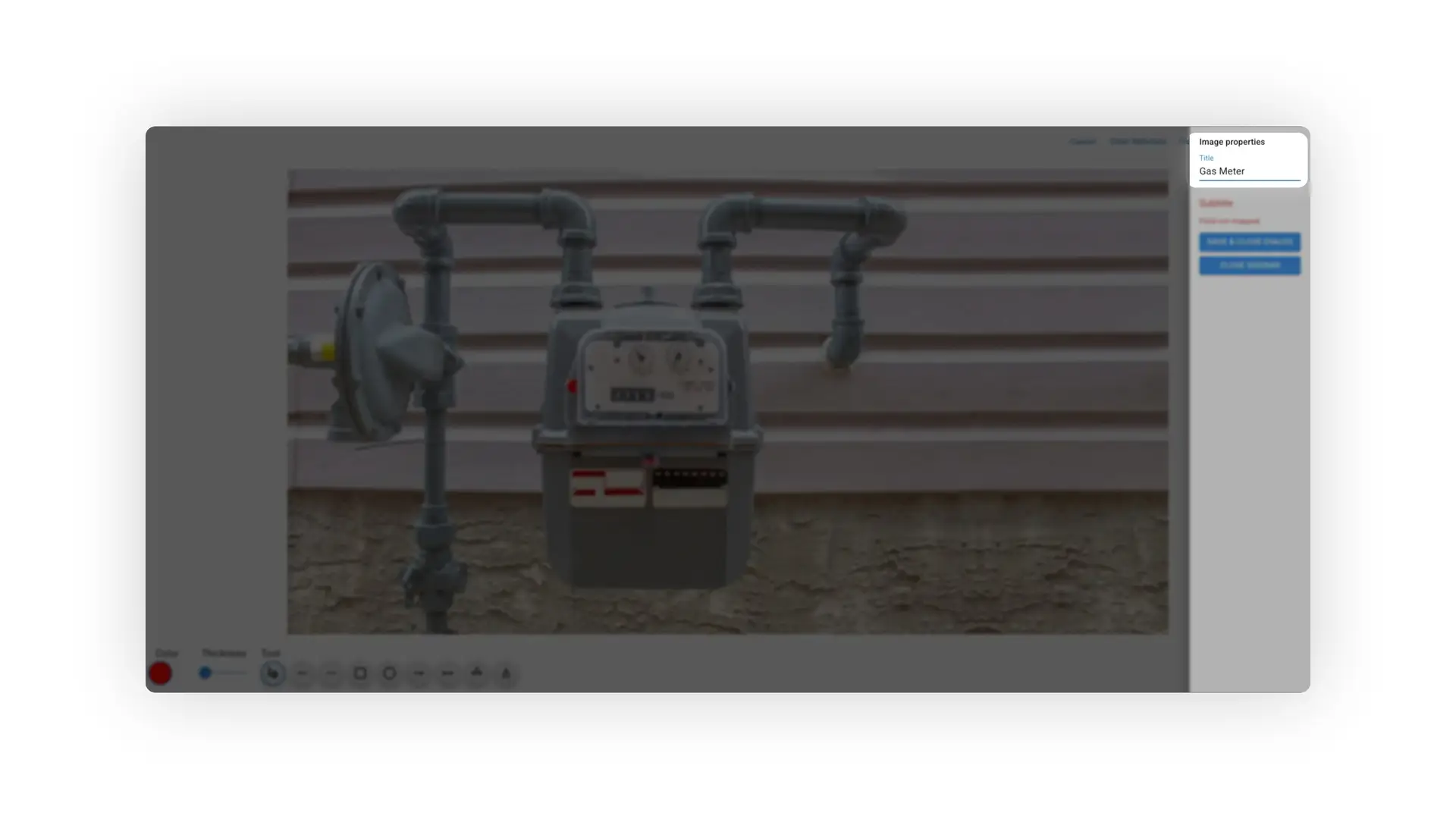 Mirata Forms Add Image Grid with gas meter image and editing tools