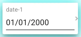 Mirata platform date selection component labeled date-1 with date 01/01/2000 displayed.