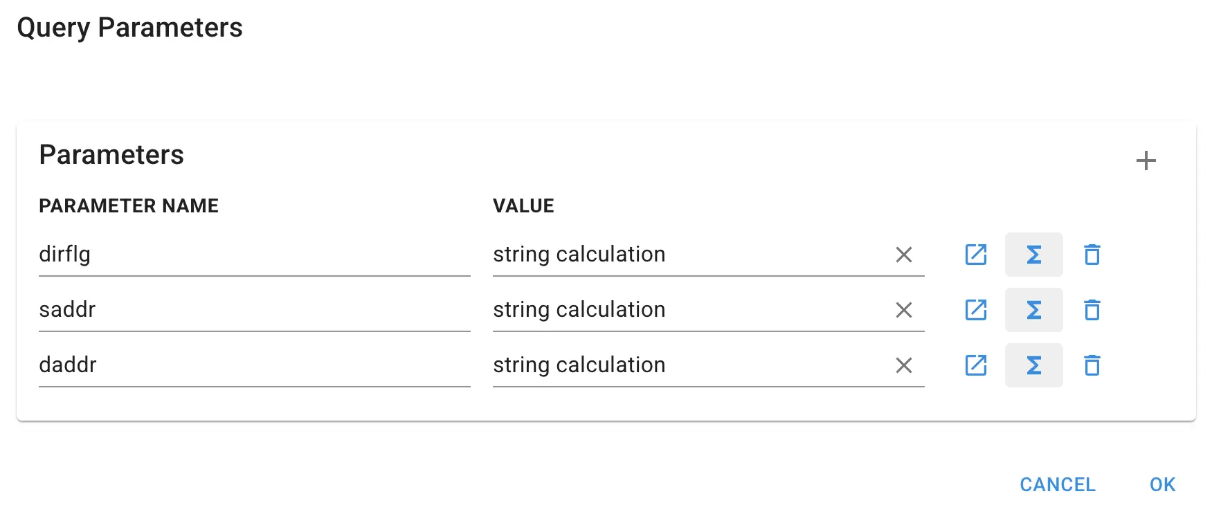 Mirata Query Parameters screen for SSAM/Mirata Deeplink to Apple Maps integration.